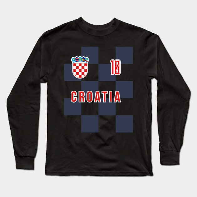 Croatia National Team Checkered Away Jersey Style Long Sleeve T-Shirt by CR8ART